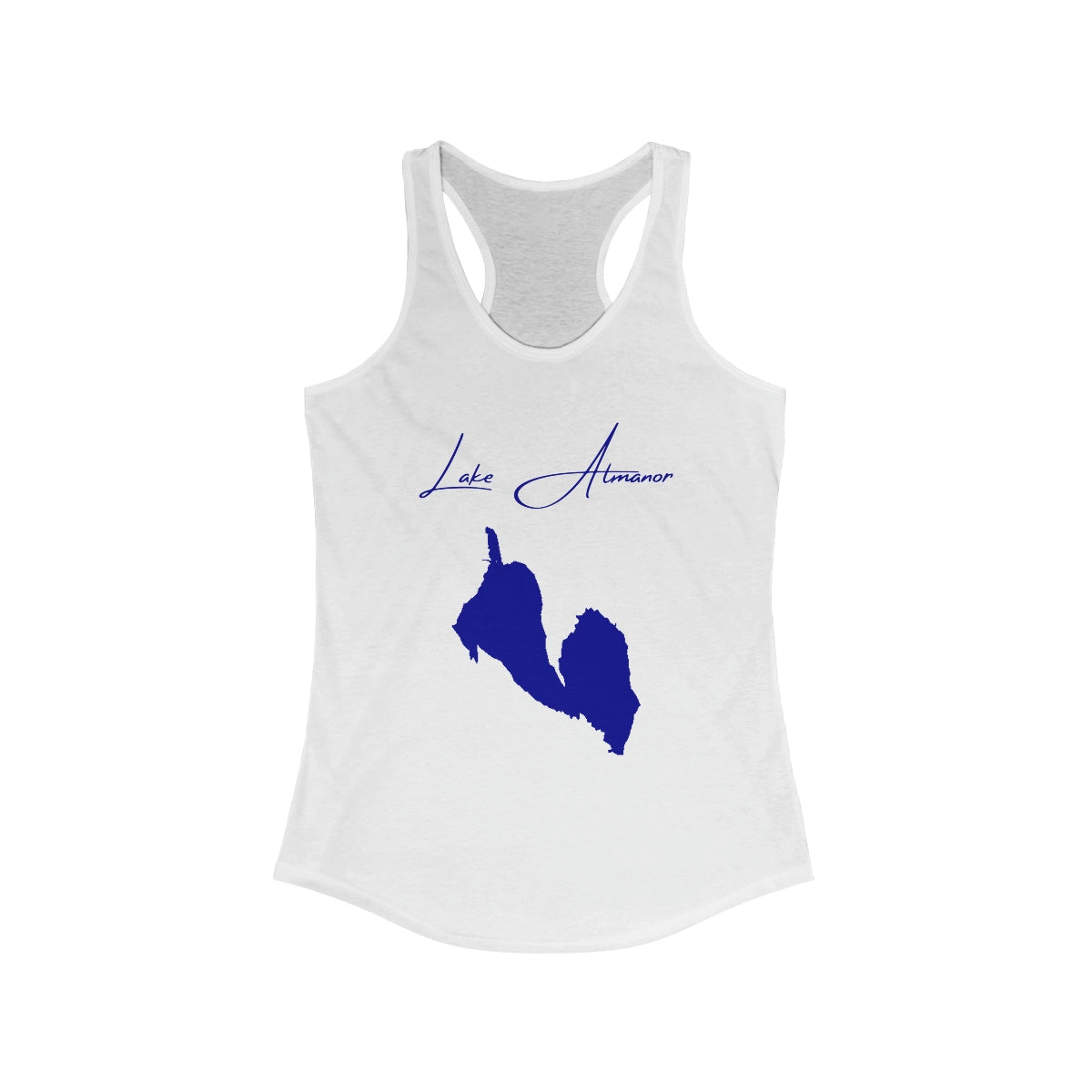 California  Lake  Almanor  Racerback-Tank  front  position  view  from  front  solid  white.webp