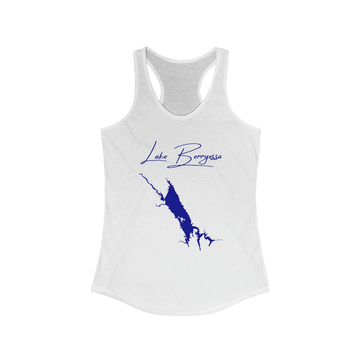 California  Lake  Berryessa  Racerback-Tank  front  position  view  from  front  solid  white.webp