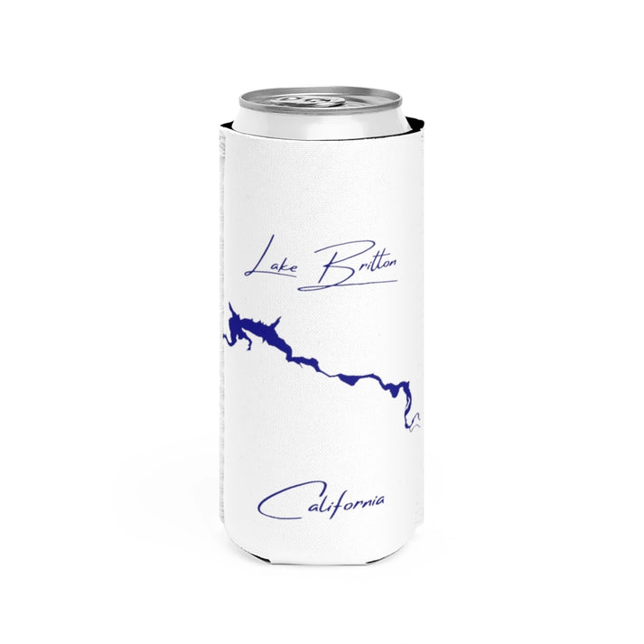 California  Lake  Britton  Slim  Can  Koozie  front  position  view  from  front  white.webp