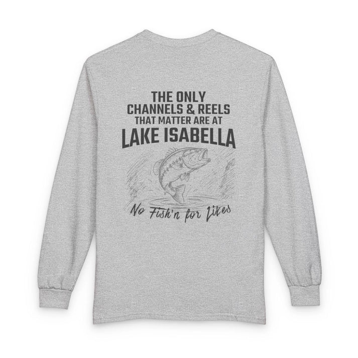 California  Lake  Isabella  Long  Sleeve  Fishing  T-shirt  back  position  view  from  back  sport  grey.webp