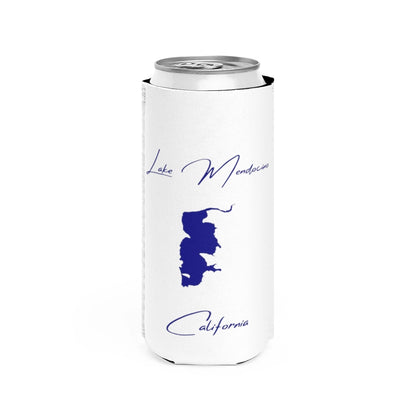 California  Lake  Mendocino  Slim  Can  Koozie  front  position  view  from  front  white.webp