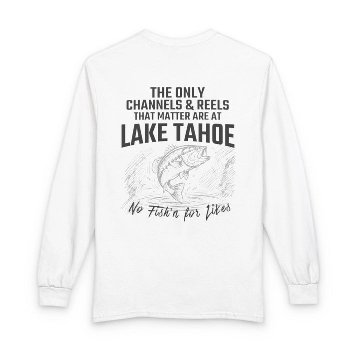 California  Lake  Tahoe  Long  Sleeve  Fishing  T-shirt  back  position  view  from  back  white.webp