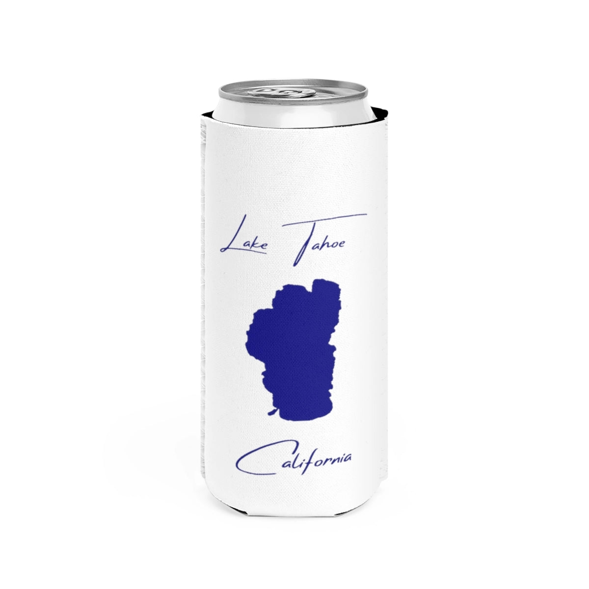 California  Lake  Tahoe  Slim  Can  Koozie  front  position  view  from  front  white.webp