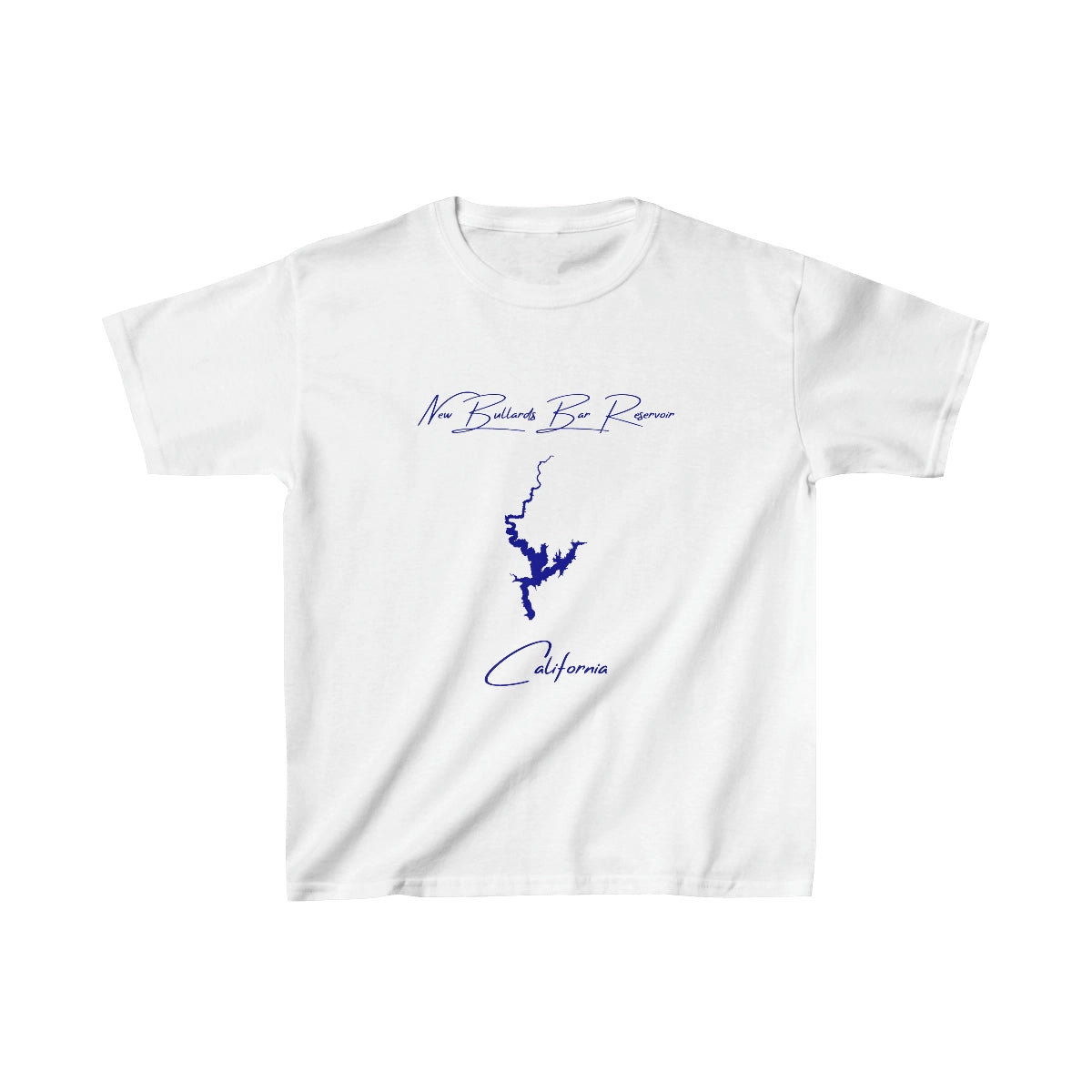 California  New  Bullards  Bar  Reservoir  Youth  T-shirt  front  position  view  from  front  white.webp