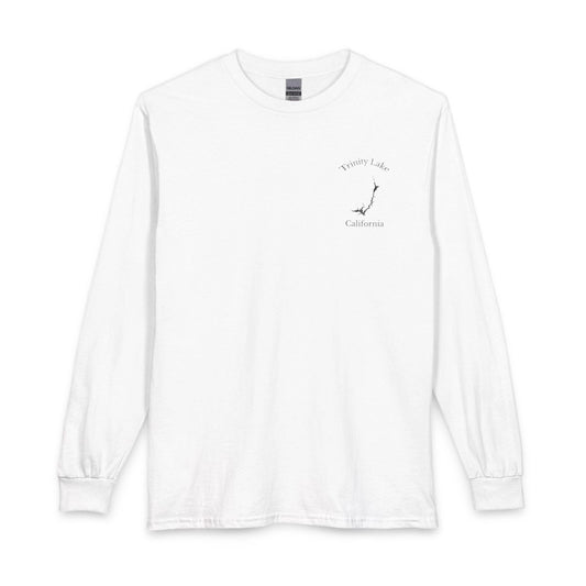 California  Trinity  Lake  Long  Sleeve  Fishing  T-shirt  front  position  view  from  front  white.webp