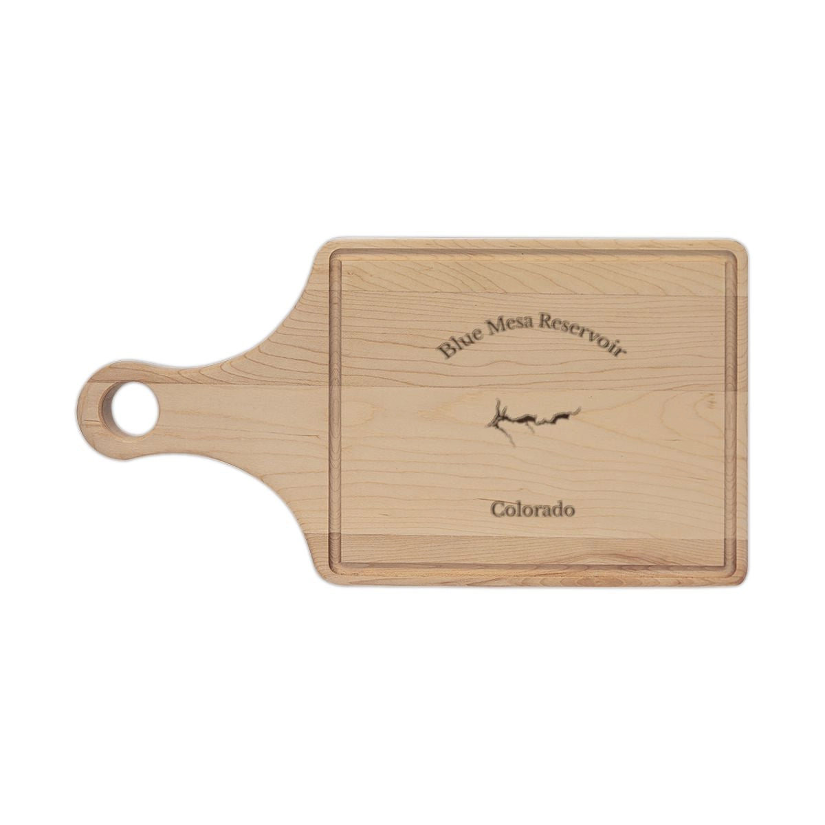 Colorado  Blue  Mesa  Reservoir  Engraved  Cutting  Board  front  position  view  from  front  maple.webp