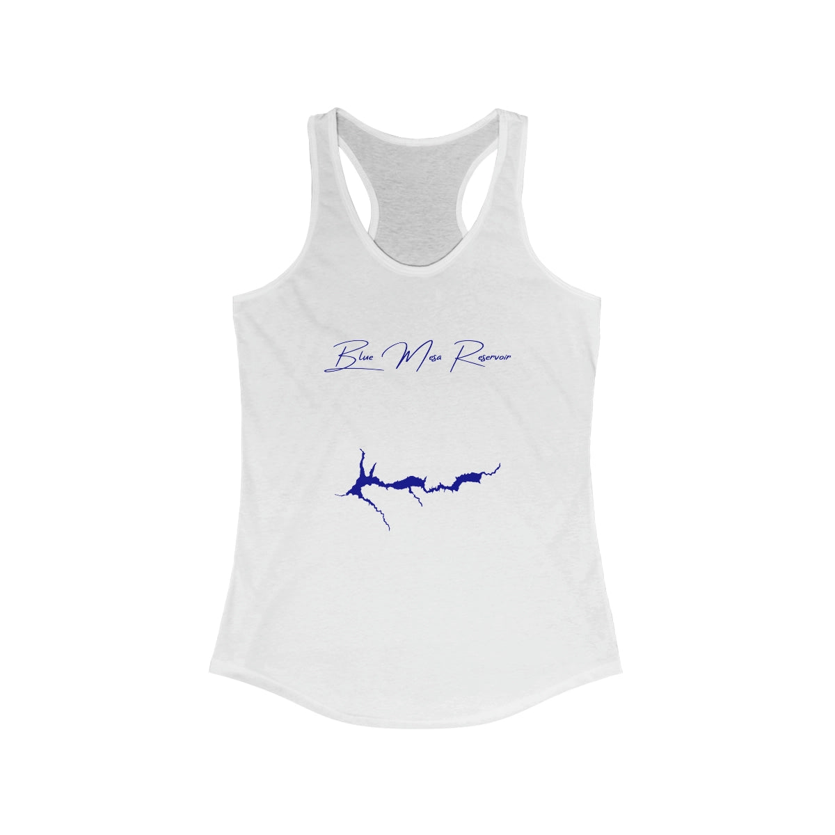 Colorado  Blue  Mesa  Reservoir  Racerback-Tank  front  position  view  from  front  solid  white.webp