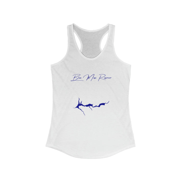Colorado  Blue  Mesa  Reservoir  Racerback-Tank  front  position  view  from  front  solid  white.webp