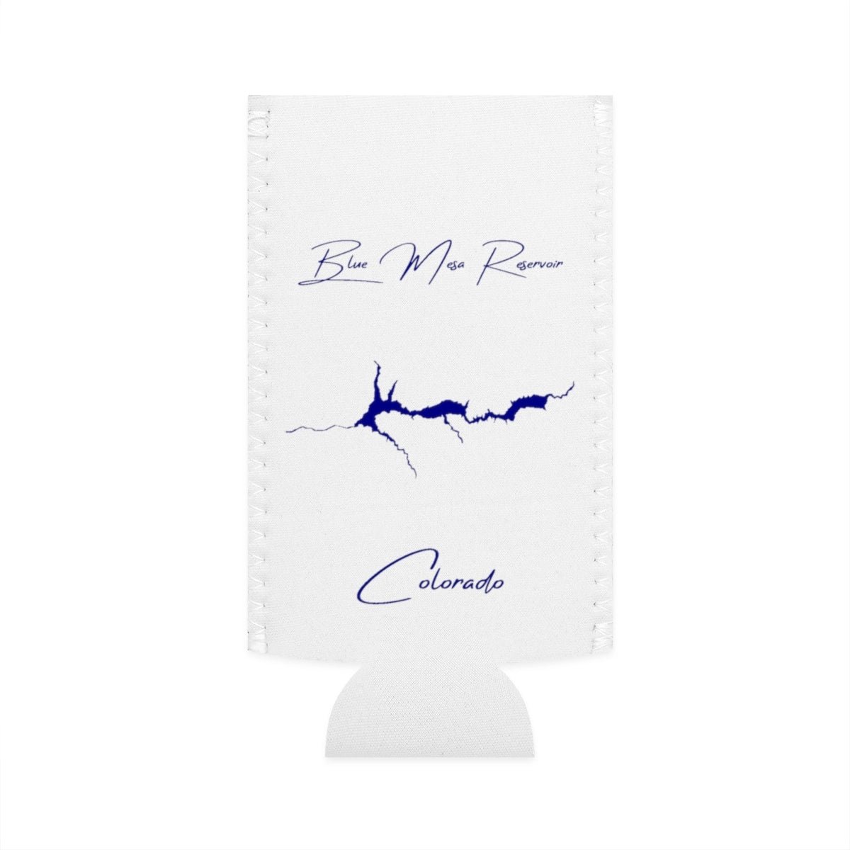 Colorado  Blue  Mesa  Reservoir  Slim  Can  Koozie  front  position  view  from  flat-front  white.webp