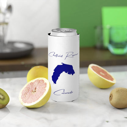 Colorado  Chatfield  Reservoir  Slim  Can  Koozie  front  position  view  from  context-2  white.webp