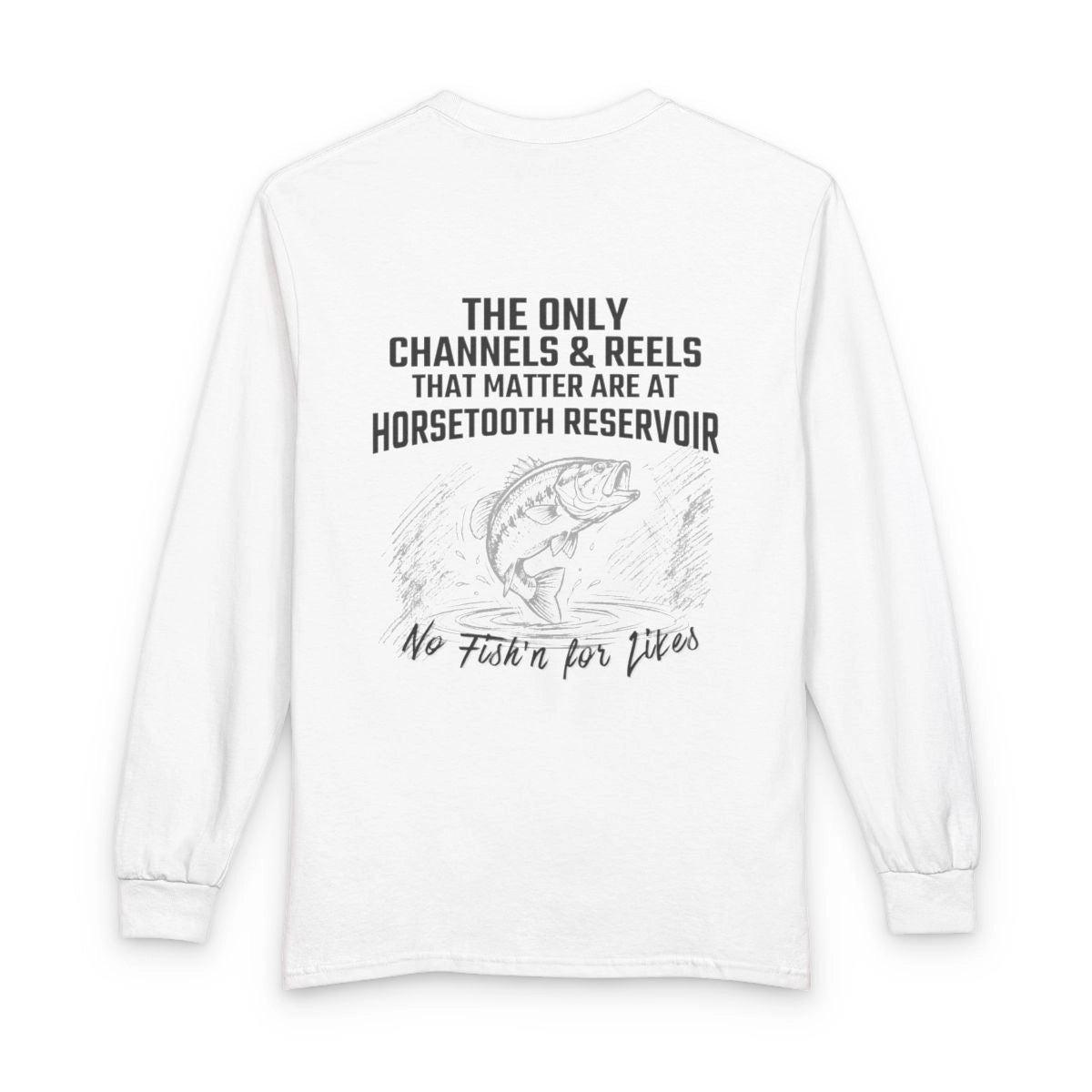 Colorado  Horsetooth  Reservoir  Long  Sleeve  Fishing  T-shirt  back  position  view  from  back  white.webp