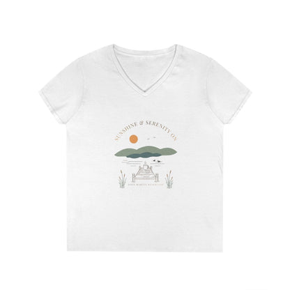 Colorado  John  Martin  Reservoir  V-Neck  Boho  T-shirt  front  position  view  from  front  white.webp