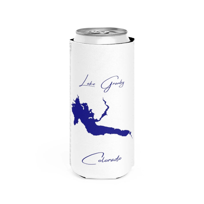 Colorado  Lake  Granby  Slim  Can  Koozie  front  position  view  from  front  white.webp