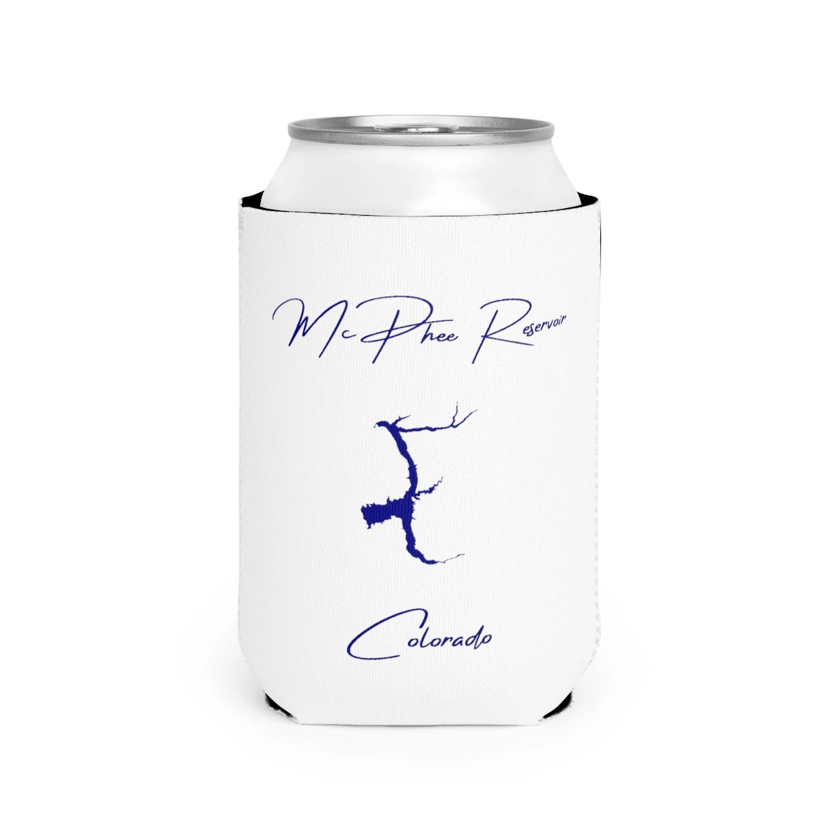 Colorado  McPhee  Reservoir  Can  Koozie  front  position  view  from  front-2  white.webp
