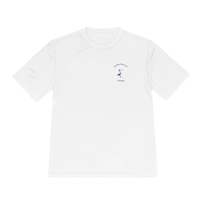 Colorado  McPhee  Reservoir  Moisture  Wicking  Tee  front  position  view  from  front  white.webp