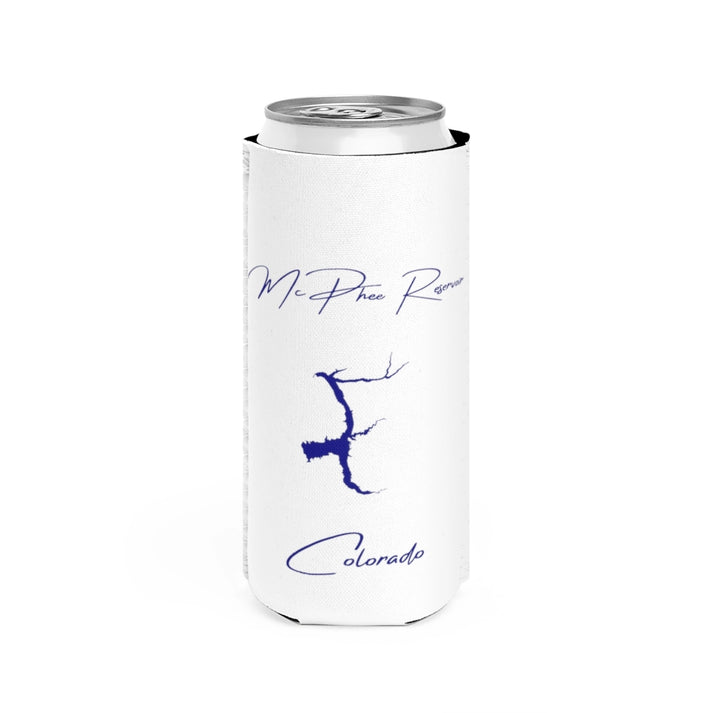 Colorado  McPhee  Reservoir  Slim  Can  Koozie  front  position  view  from  front  white.webp