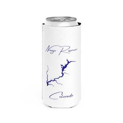 Colorado  Navajo  Reservoir  Slim  Can  Koozie  front  position  view  from  front  white.webp