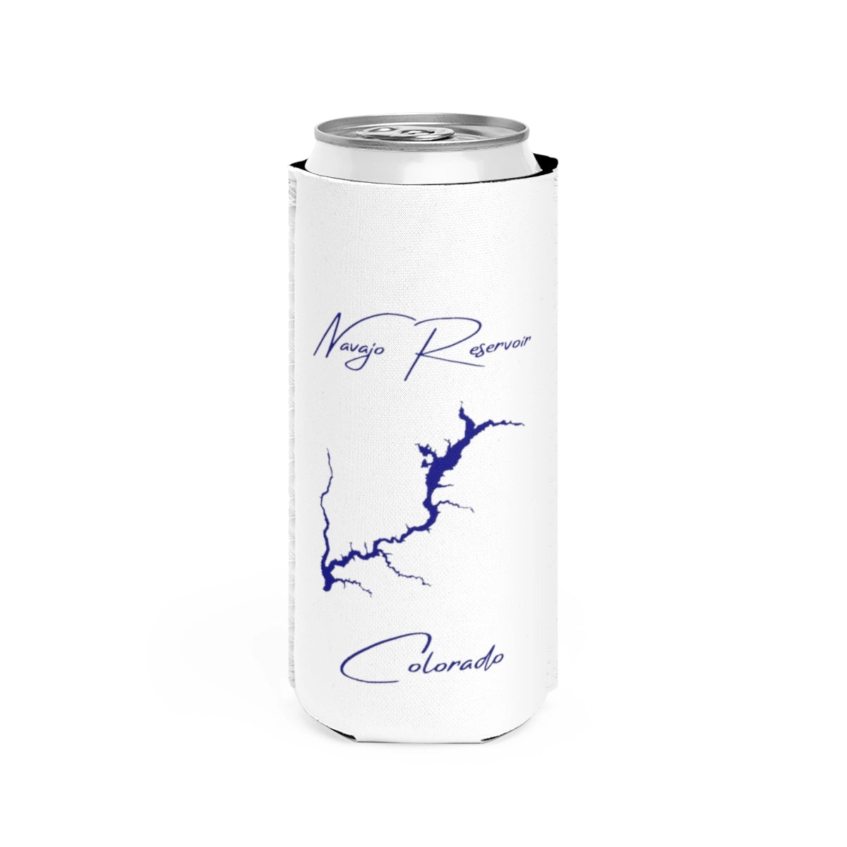 Colorado  Navajo  Reservoir  Slim  Can  Koozie  front  position  view  from  front  white.webp