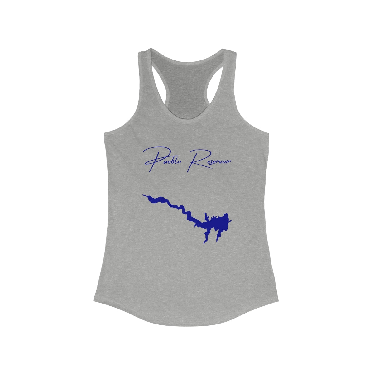 Colorado  Pueblo  Reservoir  Racerback-Tank  front  position  view  from  front  heather  grey.webp