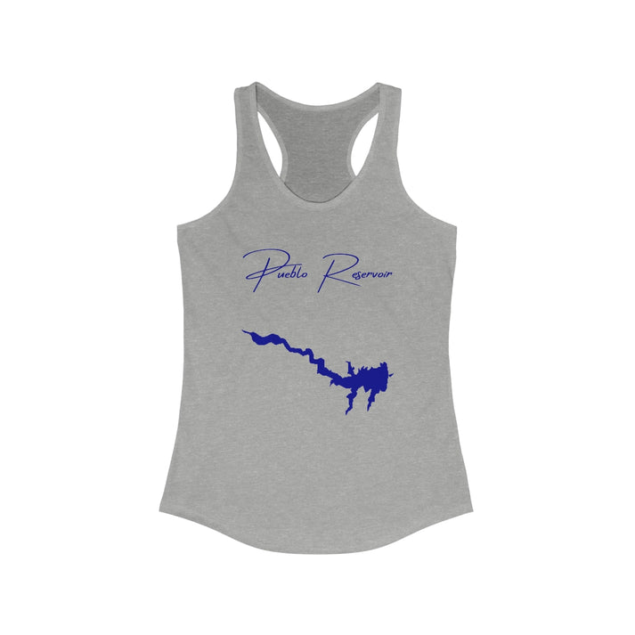 Colorado  Pueblo  Reservoir  Racerback-Tank  front  position  view  from  front  heather  grey.webp