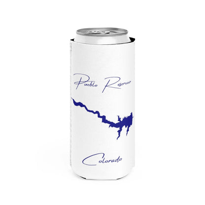 Colorado  Pueblo  Reservoir  Slim  Can  Koozie  front  position  view  from  front  white.webp