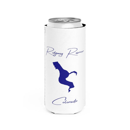 Colorado  Ridgway  Reservoir  Slim  Can  Koozie  front  position  view  from  front  white.webp