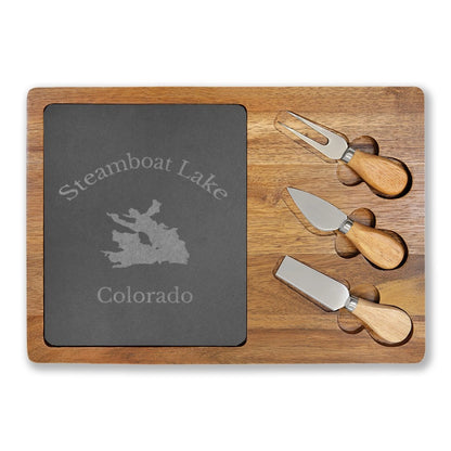 Colorado  Steamboat  Lake  Engraved  Charcuterie  Board  other  position  view  from  front  13  3  4  x  9  3  4.webp