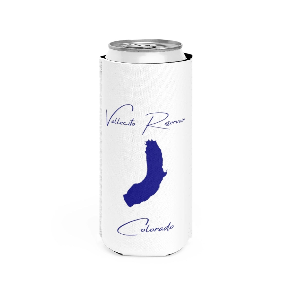 Colorado  Vallecito  Reservoir  Slim  Can  Koozie  front  position  view  from  front  white.webp