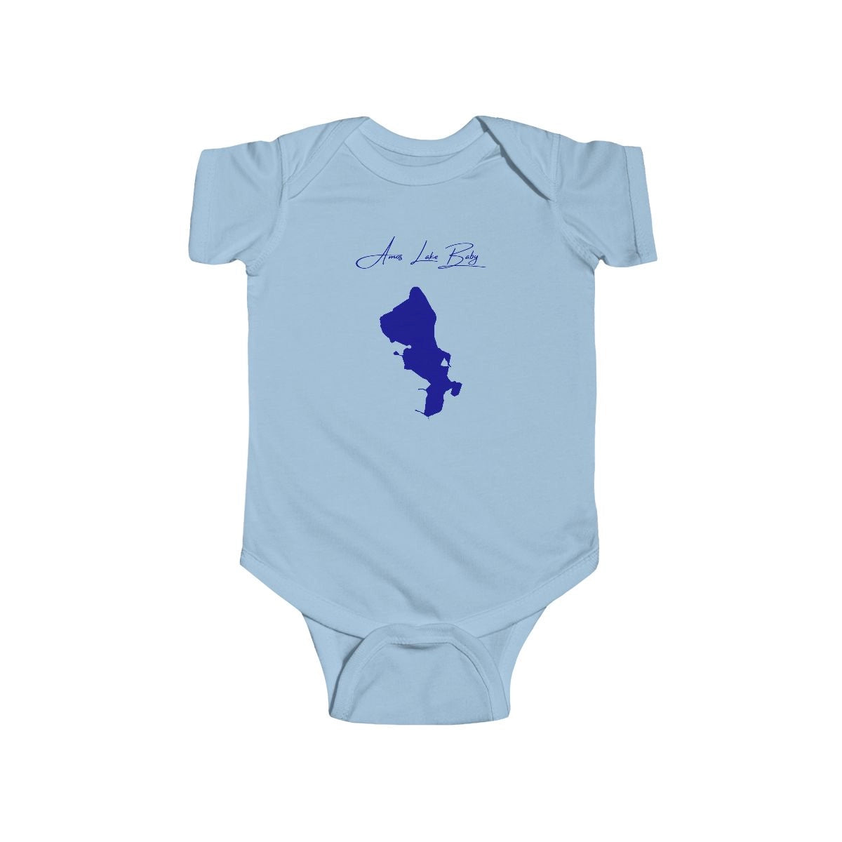 Connecticut  Amos  Lake  Onesie  front  position  view  from  front  light  blue.webp