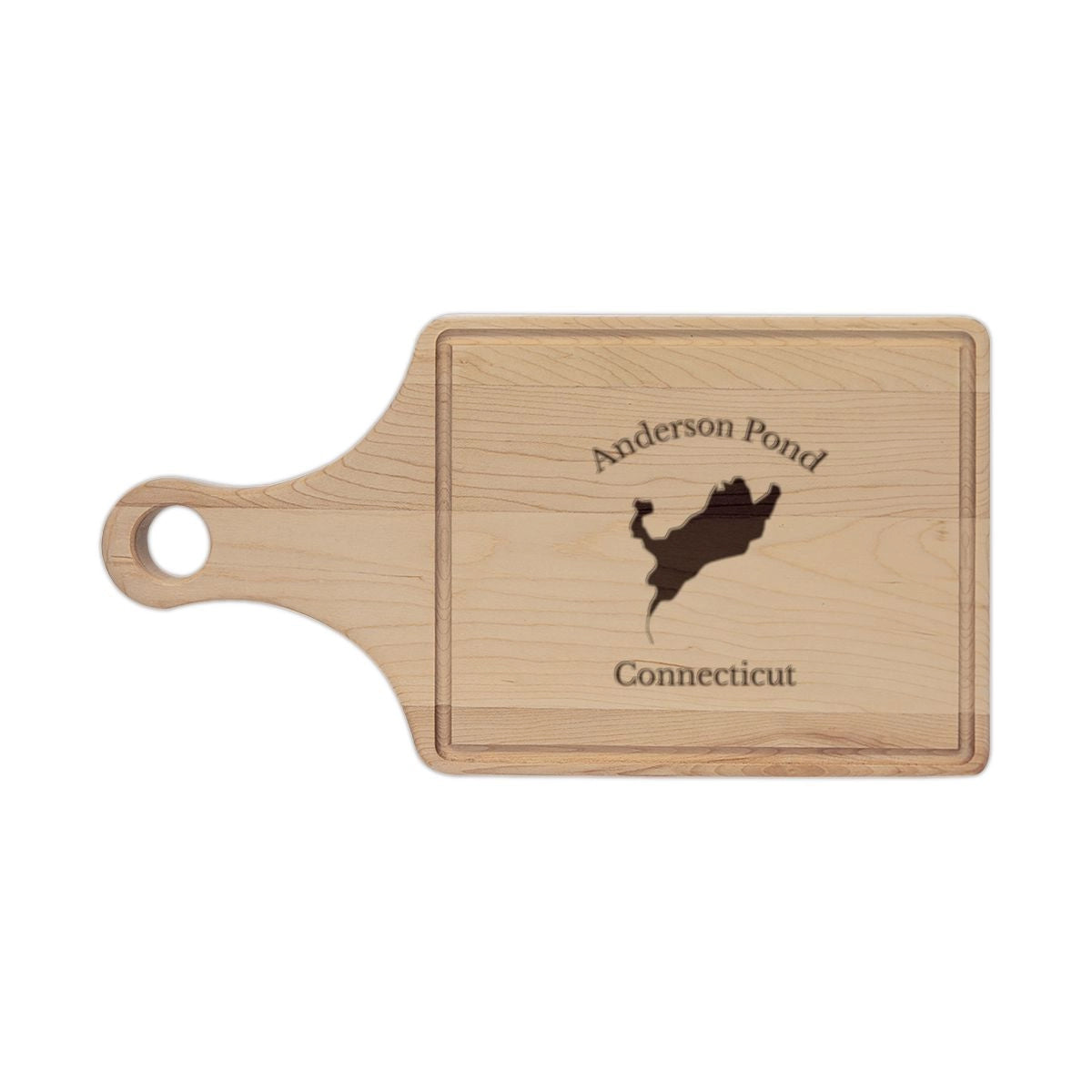 Connecticut  Anderson  Pond  Engraved  Cutting  Board  front  position  view  from  front  maple.webp