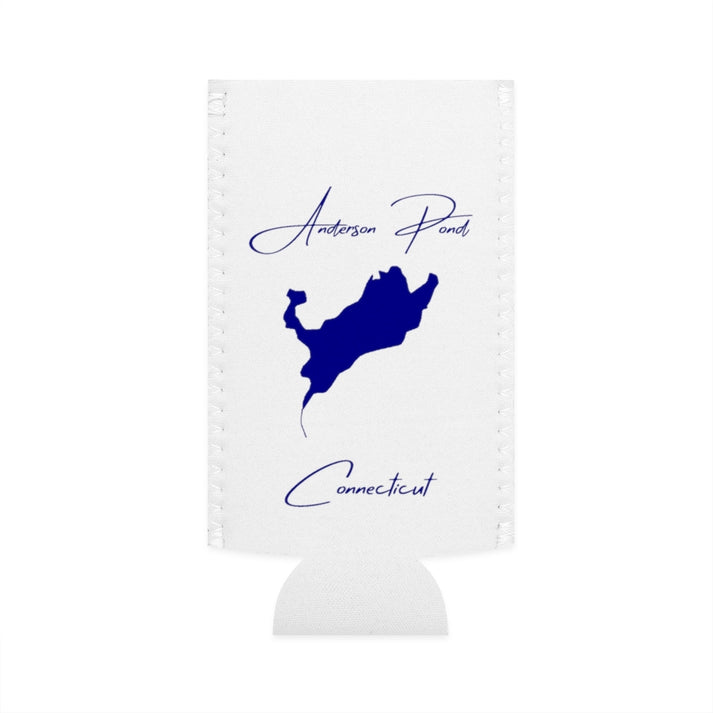 Connecticut  Anderson  Pond  Slim  Can  Koozie  front  position  view  from  flat-front  white.webp