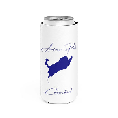 Connecticut  Anderson  Pond  Slim  Can  Koozie  front  position  view  from  front  white.webp