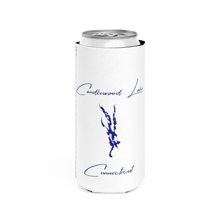 Connecticut  Candlewood  Lake  Slim  Can  Koozie  front  position  view  from  front  white.webp