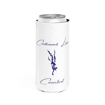 Connecticut  Candlewood  Lake  Slim  Can  Koozie  front  position  view  from  front  white.webp