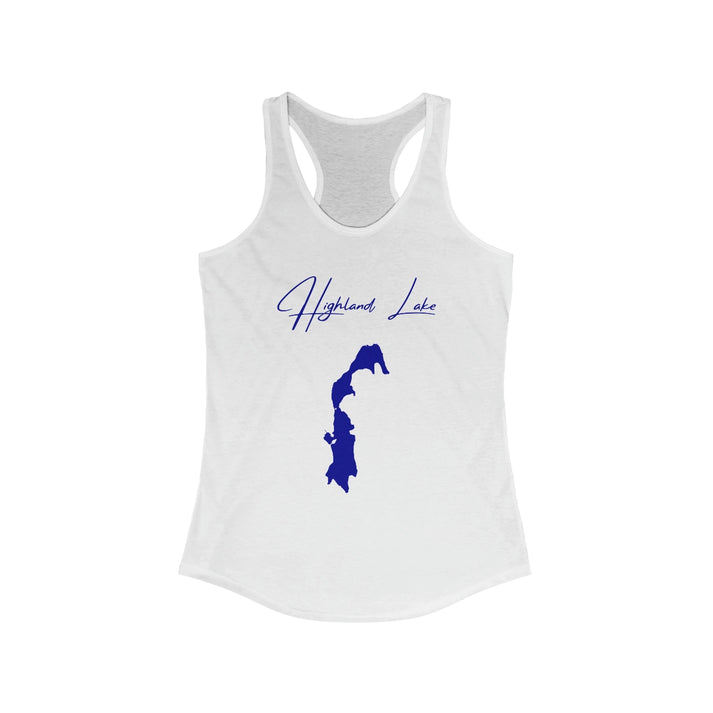 Connecticut  Highland  Lake  Racerback-Tank  front  position  view  from  front  solid  white.webp