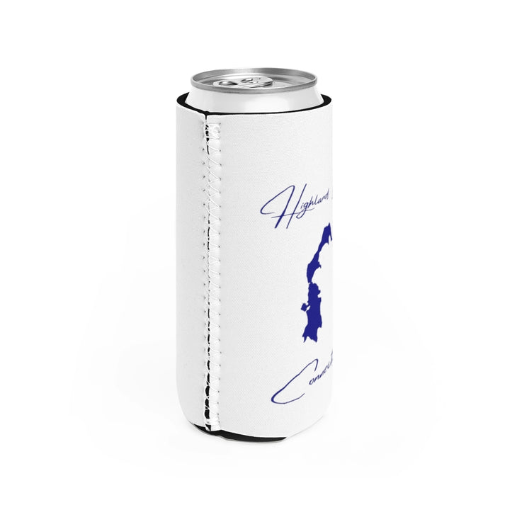 Connecticut  Highland  Lake  Slim  Can  Koozie  all  position  view  from  right  white.webp