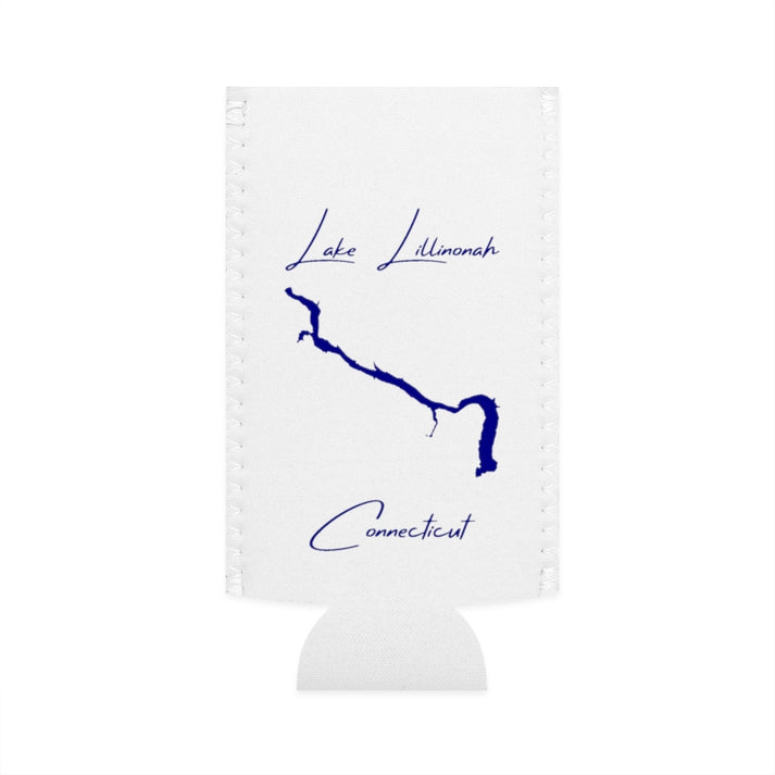 Connecticut  Lake  Lillinonah  Slim  Can  Koozie  front  position  view  from  flat-front  white.webp