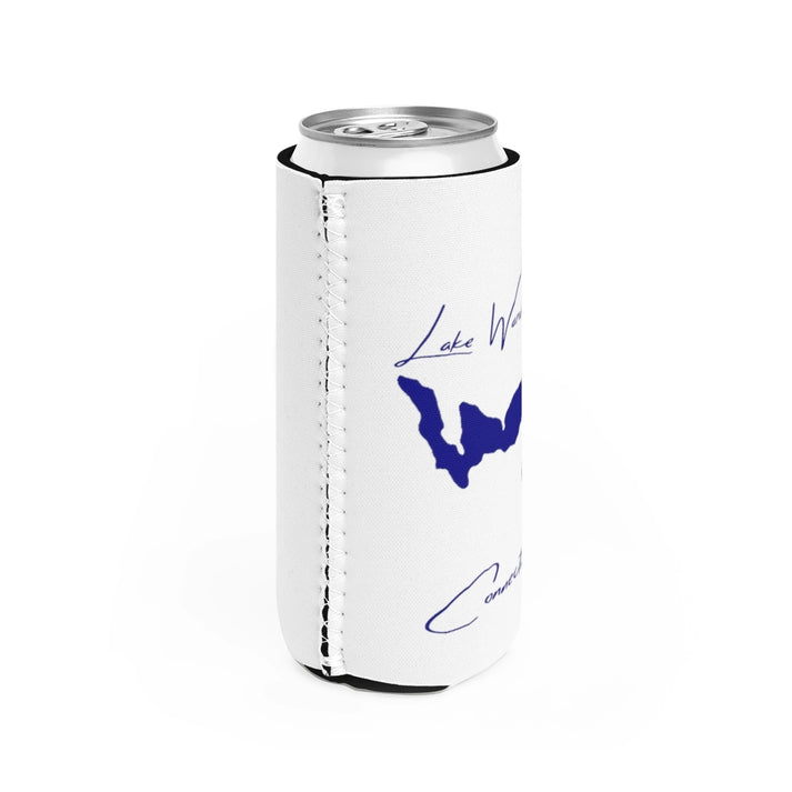 Connecticut  Lake  Waramaug  Slim  Can  Koozie  all  position  view  from  right  white.webp