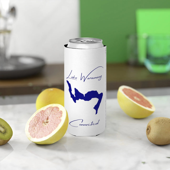 Connecticut  Lake  Waramaug  Slim  Can  Koozie  front  position  view  from  context-2  white.webp