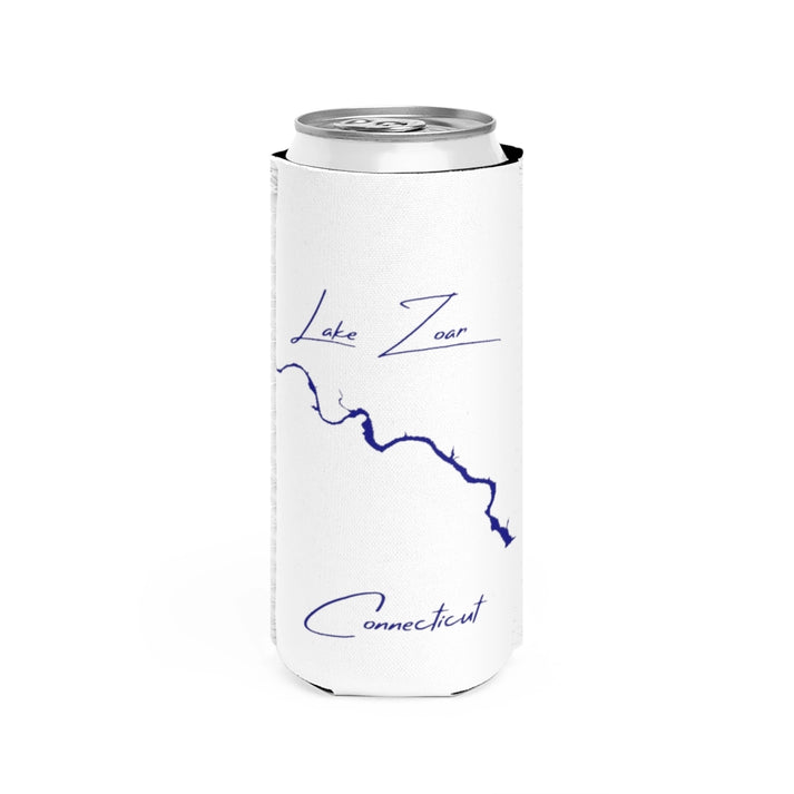 Connecticut  Lake  Zoar  Slim  Can  Koozie  front  position  view  from  front  white.webp