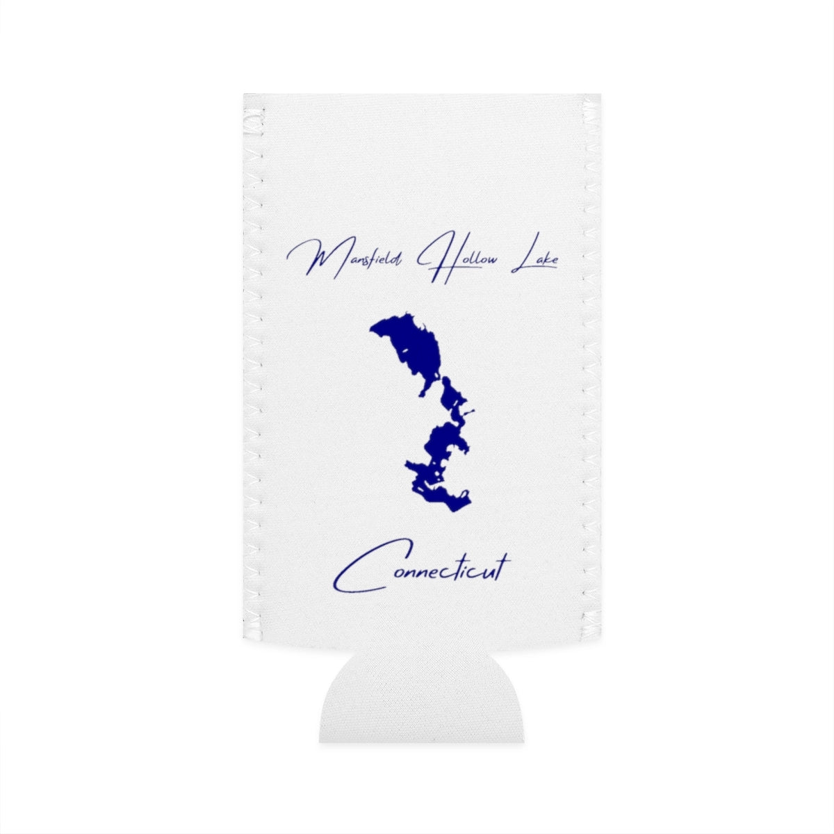 Connecticut  Mansfield  Hollow  Lake  Slim  Can  Koozie  front  position  view  from  flat-front  white.webp