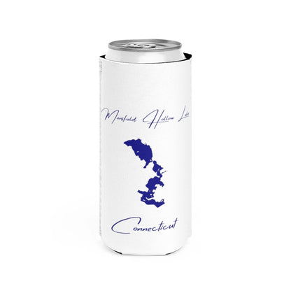 Connecticut  Mansfield  Hollow  Lake  Slim  Can  Koozie  front  position  view  from  front  white.webp