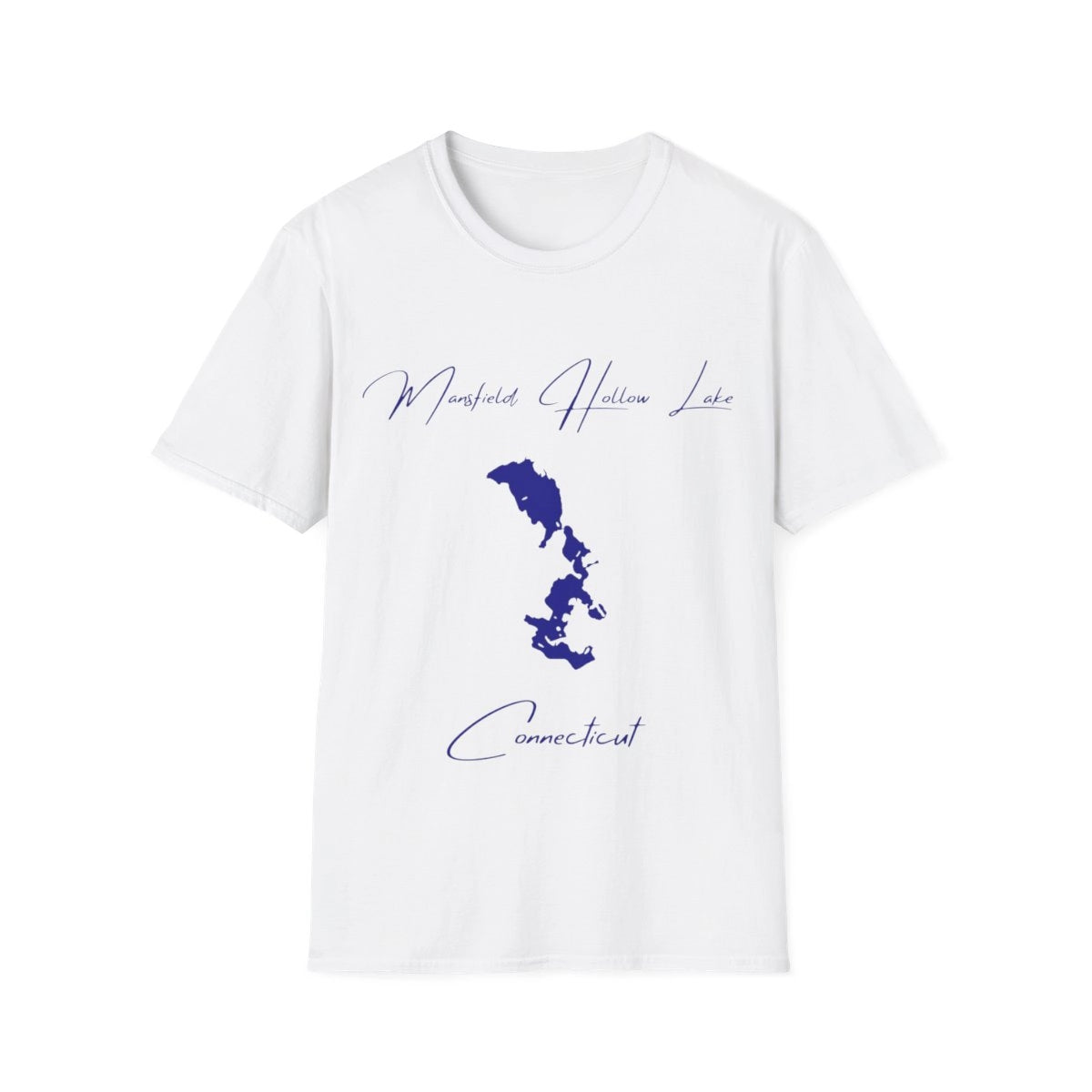 Connecticut  Mansfield  Hollow  Lake  T-shirt  front  position  view  from  front  white.webp