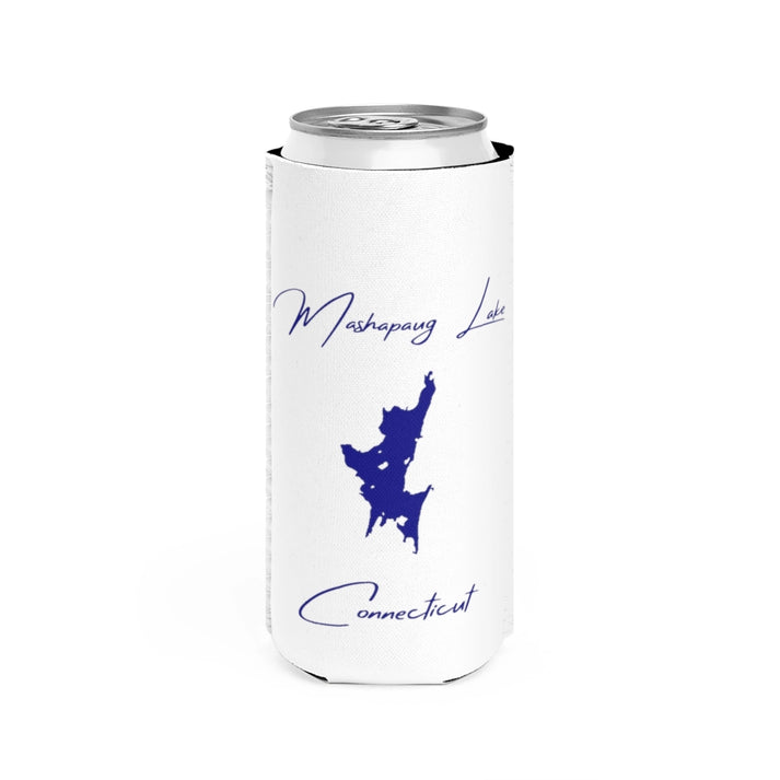 Connecticut  Mashapaug  Lake  Slim  Can  Koozie  front  position  view  from  front  white.webp