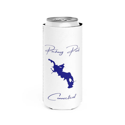 Connecticut  Pachaug  Pond  Slim  Can  Koozie  front  position  view  from  front  white.webp