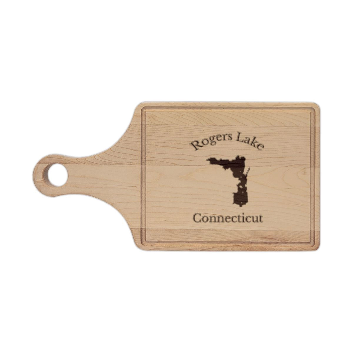Connecticut  Rogers  Lake  Engraved  Cutting  Board  front  position  view  from  front  maple.webp
