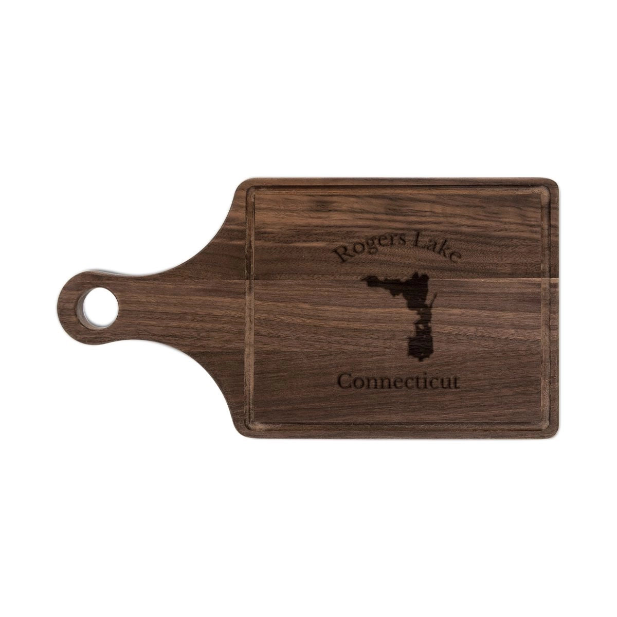 Connecticut  Rogers  Lake  Engraved  Cutting  Board  front  position  view  from  front  walnut.webp