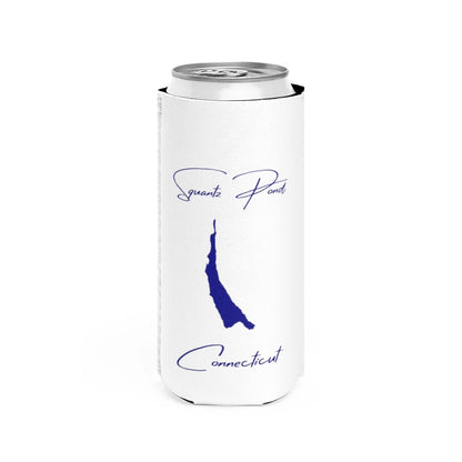 Connecticut  Squantz  Pond  Slim  Can  Koozie  front  position  view  from  front  white.webp