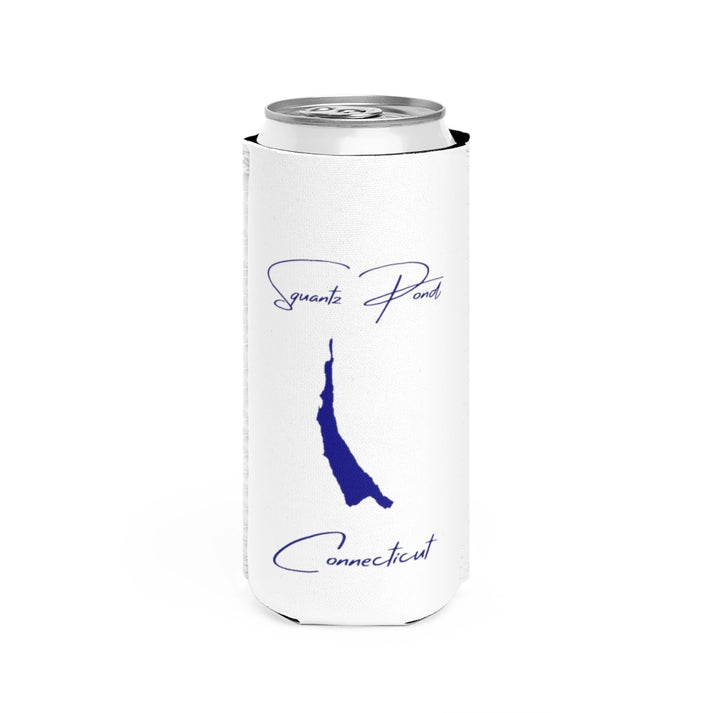 Connecticut  Squantz  Pond  Slim  Can  Koozie  front  position  view  from  front  white.webp