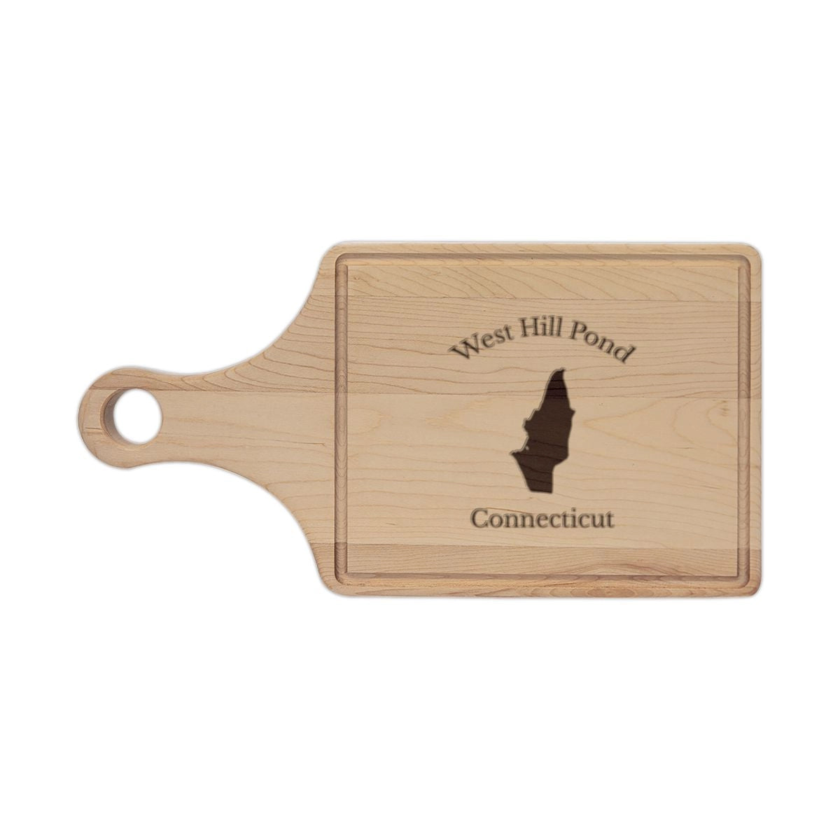 Connecticut  West  Hill  Pond  Engraved  Cutting  Board  front  position  view  from  front  maple.webp